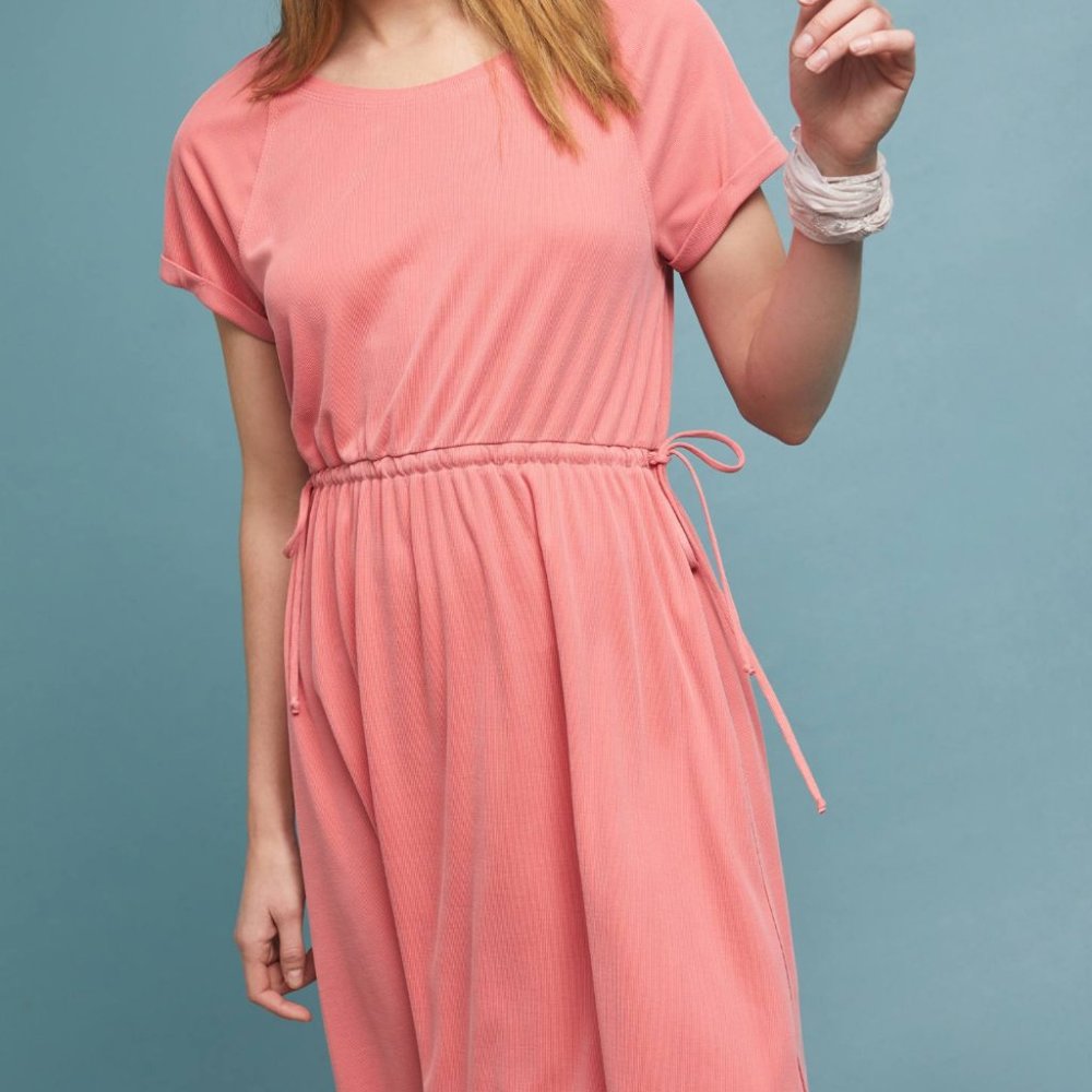 Anthropologie Pink Waisted Cupro Dress